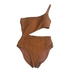 Aerie Ribbed One-Piece Swimsuit in Brown